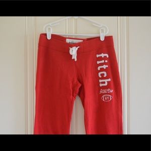 Abercrombie Red Fuzzy Joggers
